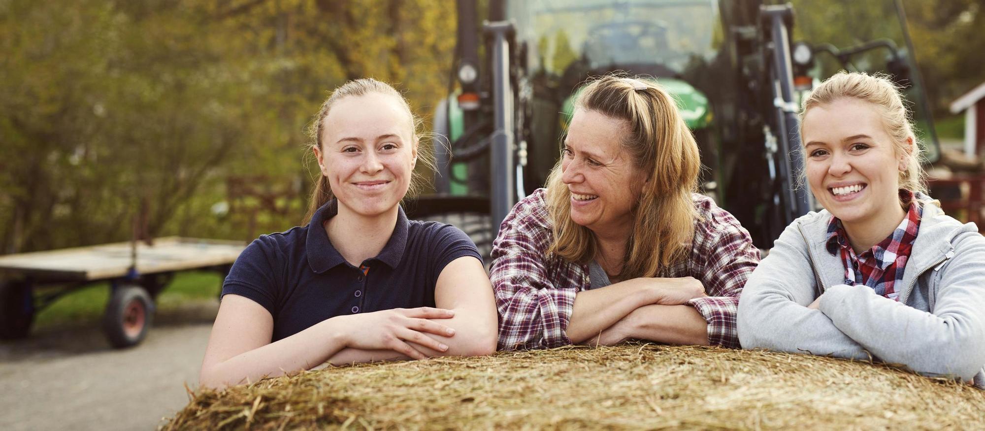 Three women on a farm